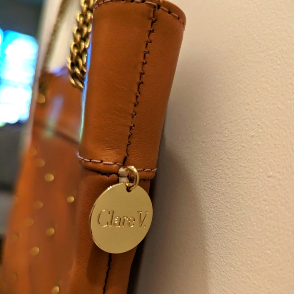 Clare V Delphine shoulder bag Cuoio leather grommets dust bag - Picture 6 of 12